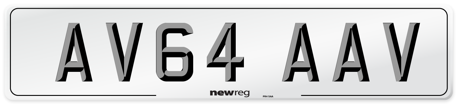 AV64 AAV Number Plate from New Reg